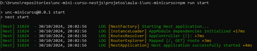 Imagem do comando de rodar