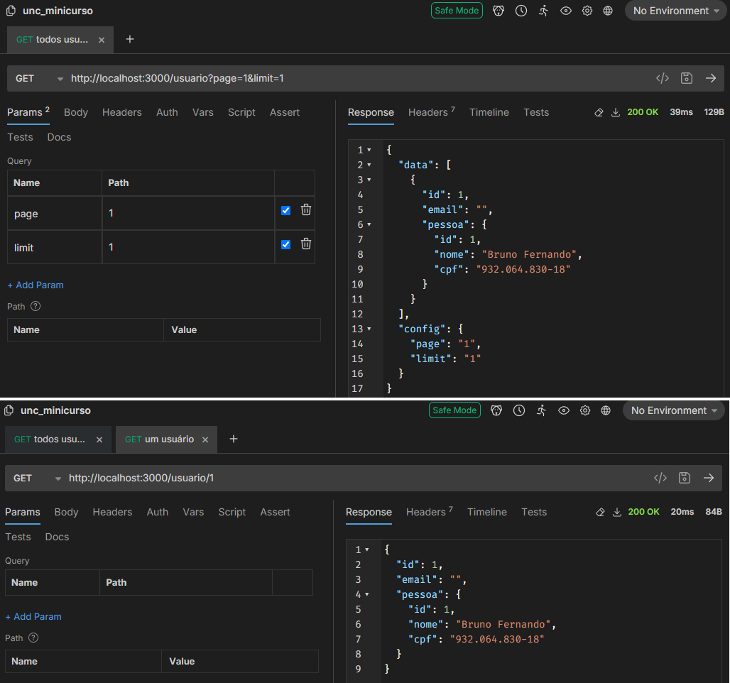 Retorno findAll e findOne